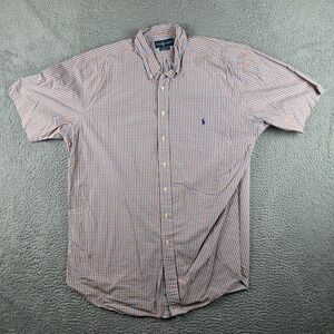 Polo Ralph Lauren Short Sleeve Button Down Mens 2XLT Tall Orange Check